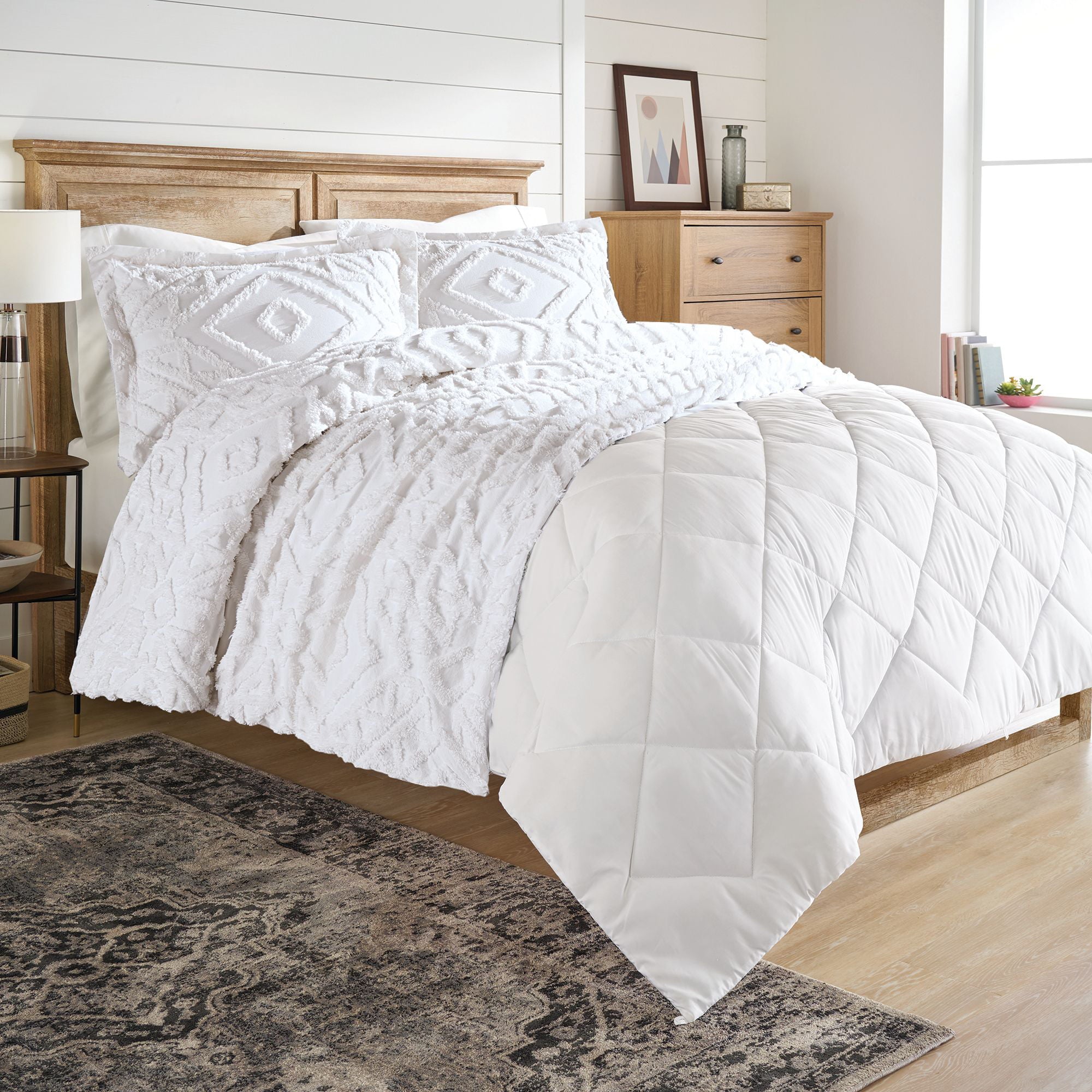 Better Homes and Gardens Chenille 3 Piece Duvet Cover Set， Full/Queen， White