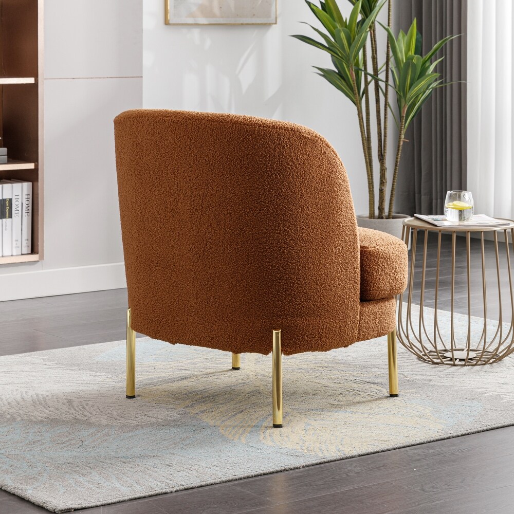 Boucle Upholstered Accent Chair With Gold Legs