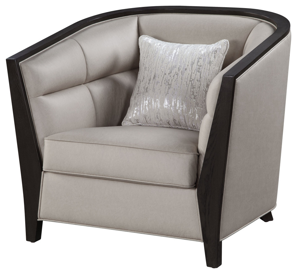 Acme Zemocryss Chair With pillow Beige Fabric   Transitional   Armchairs And Accent Chairs   by AMOC  Houzz