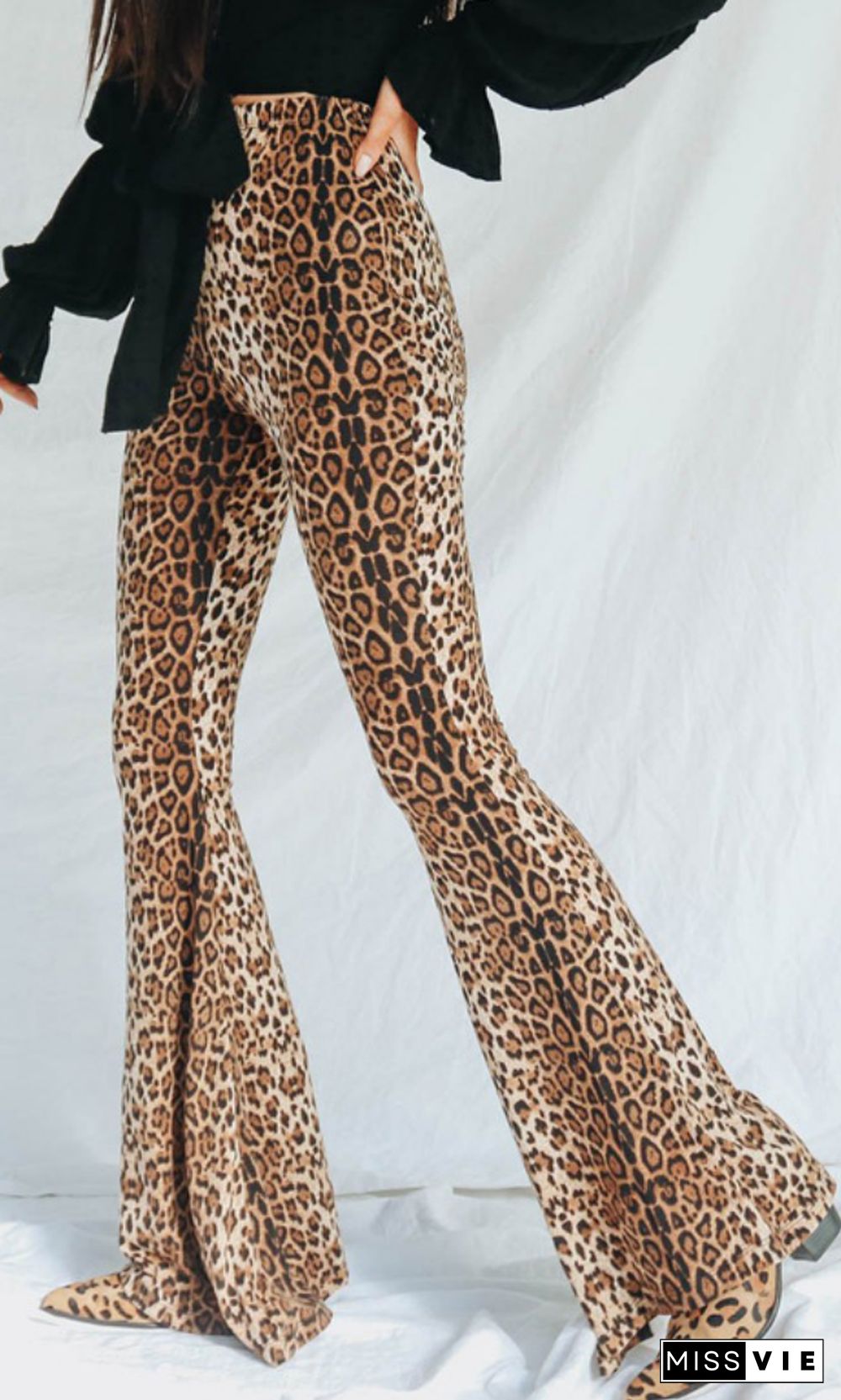 Leopard High Waist Flare Pants