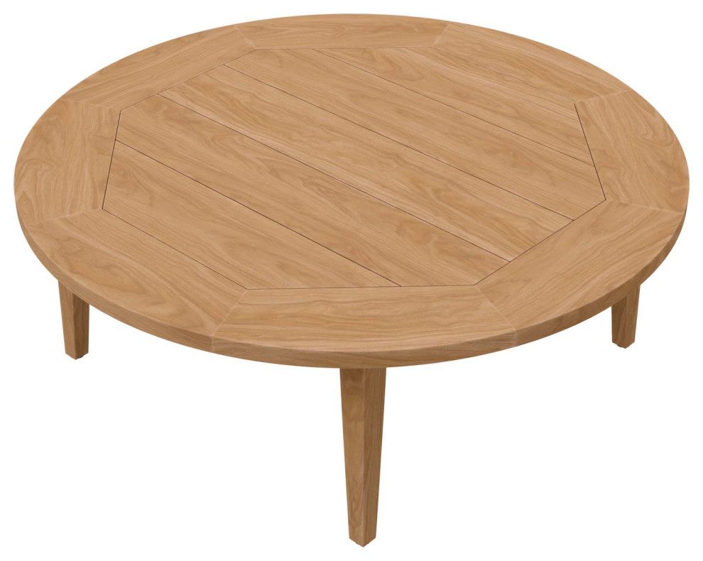 Lounge Coffee Table  Round  Brown Natural  Teak Wood  Modern  Outdoor Patio   Modern   Outdoor Coffee Tables   by House Bound  Houzz