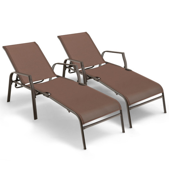 Costway 91650328 2 Pieces Patio Folding Chaise Lou...