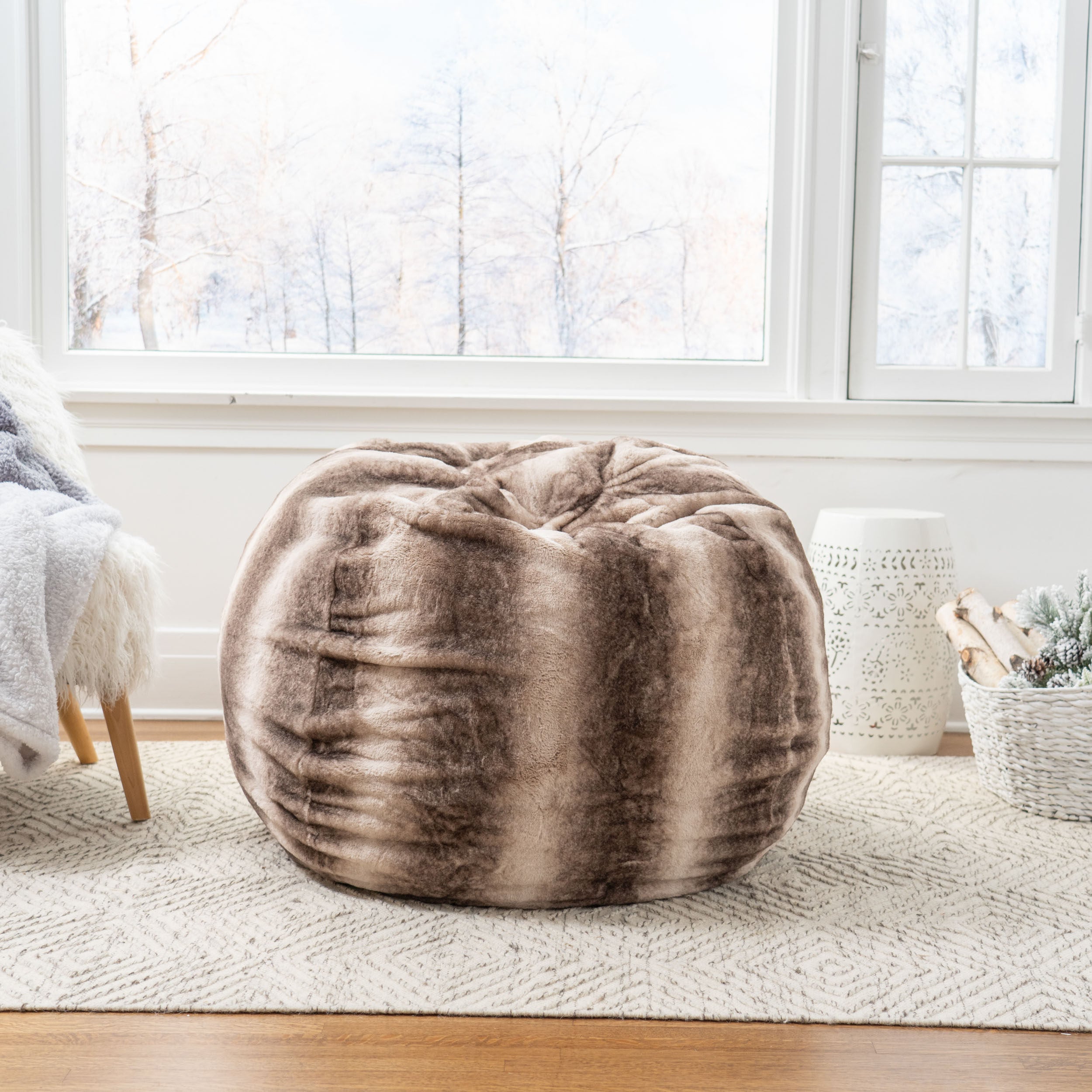 Keene Modern 3 Foot Faux Fur Bean Bag (Cover Only)