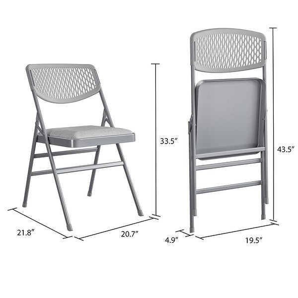 Ultra Comfort Commercial XL Premium Fabric Padded Folding Chair， ANSI/BIFMA 300 lb. Weight Rating， Triple Braced， Gray， 2-Pack