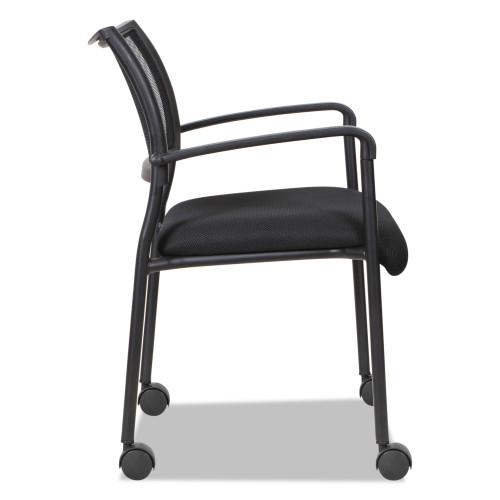 Alera Eikon Series Stacking Mesh Guest Chair， Supports Up to 275 lb， Black， 2/Carton (EK43ME10B)