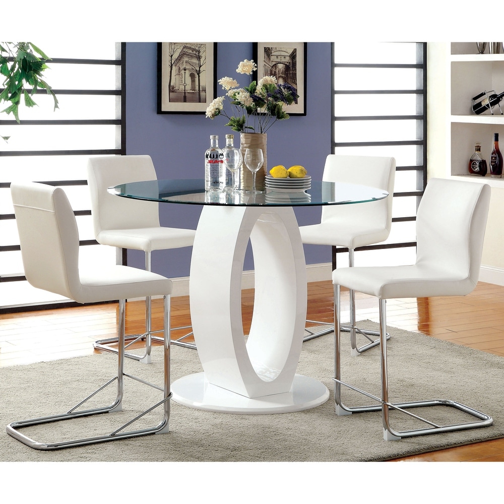 Furniture of America Raji 48 inch High gloss Round Counter Height Table