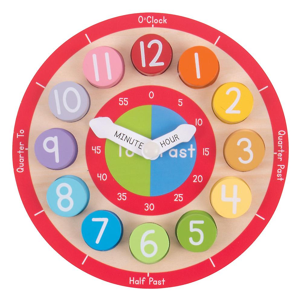 Bigjigs Toys Wooden Educational Teaching Clock Tell The Time Numbers Learn