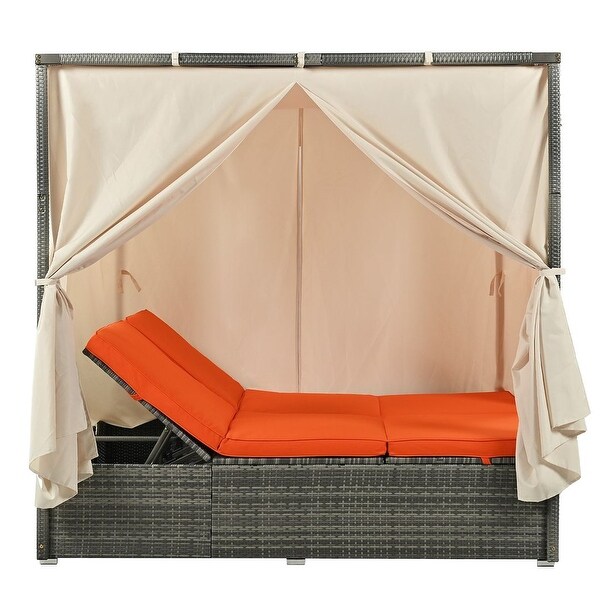 Outdoor Adjustable Daybed with Canopy Patio Lounge Set，High Comfort