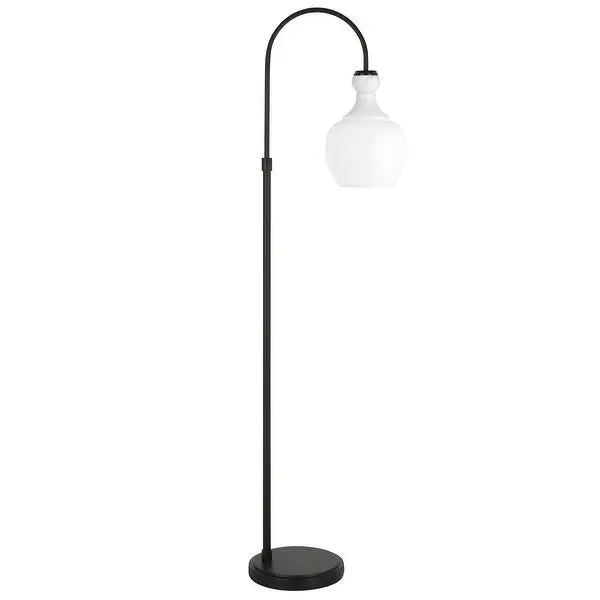 Verona Arc Floor Lamp with White Milk Glass Shade