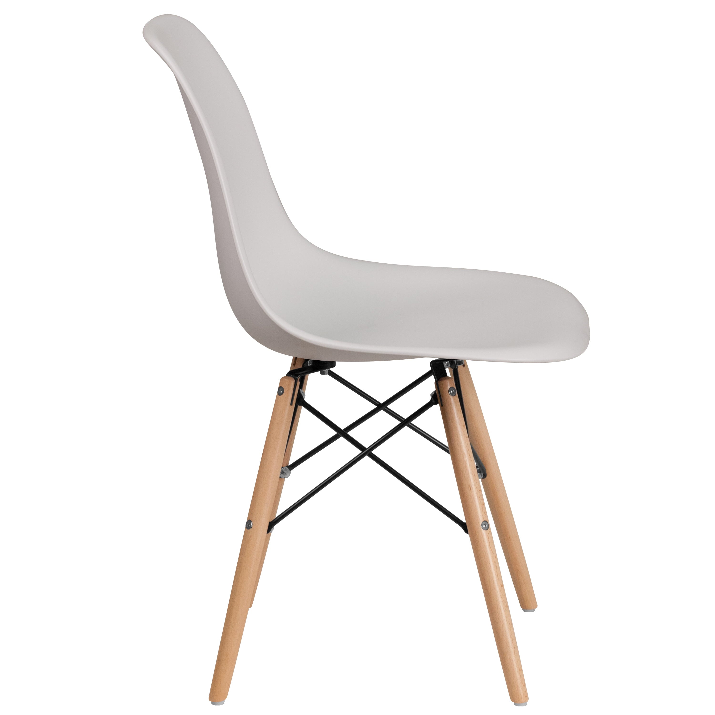 Emma + Oliver White Plastic Chair with Wooden Legs