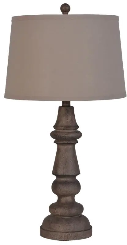 Dark Brown Wood Poly Resin Table Lamp