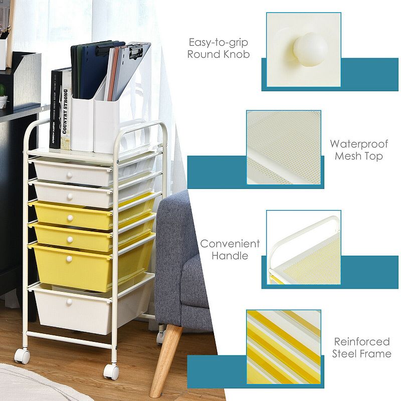 6 Drawers Rolling Storage Cart Organizer