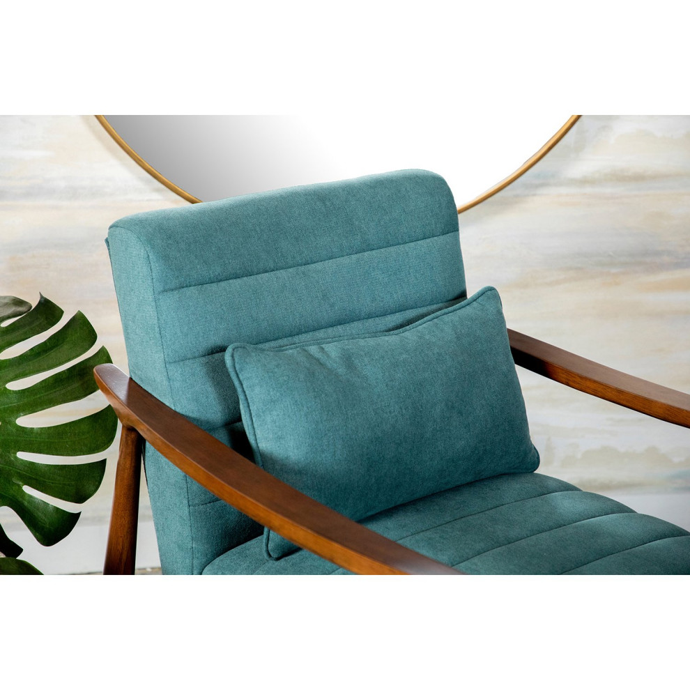 Midcentury Modern Accent Chair  Exposed Wooden Frame  Cashmere Like Seat  Teal   Midcentury   Armchairs And Accent Chairs   by Declusia  Houzz