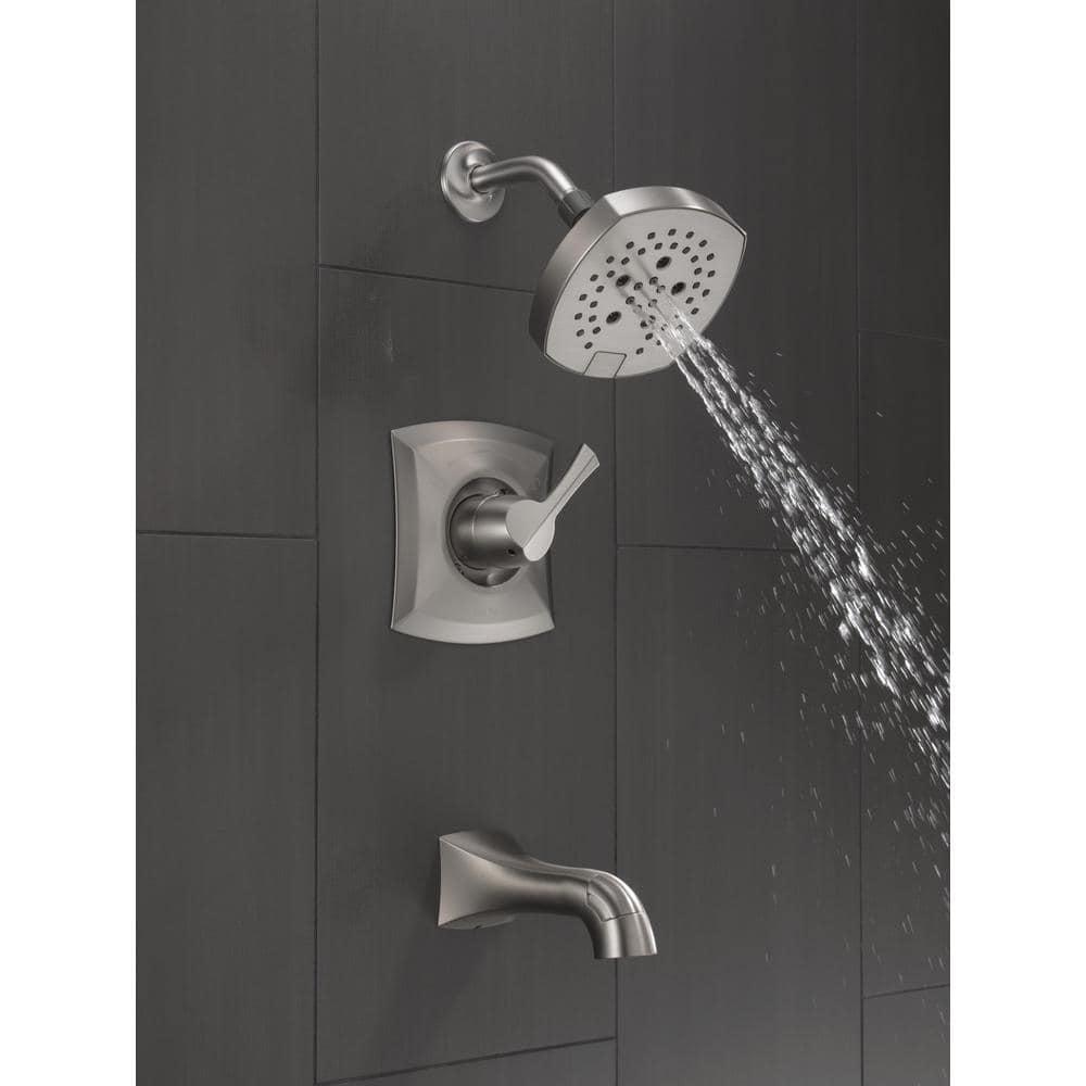 Delta Pierce SingleHandle 5Spray Tub and Shower Faucet in Spot Shield Brushed Nickel