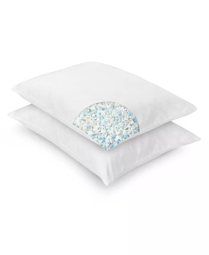 Vibe Embossed Gel-Infused Memory Foam Cluster Pillow， 2 Pack， Standard