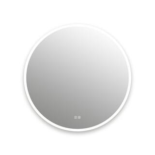 HOMLUX 36 in. W x 36 in. H Round Frameless LED Light with 3-Color and Anti-Fog Frosted Edge Wall Mounted Bathroom Vanity Mirror 621A004796