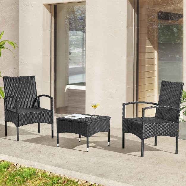 Outdoor Patio Furniture Set 3 piece Rattan Seating Combo With 2 Chairs And Table For Deck Balcony Or Front Porch Furniture By Lavish Home gray