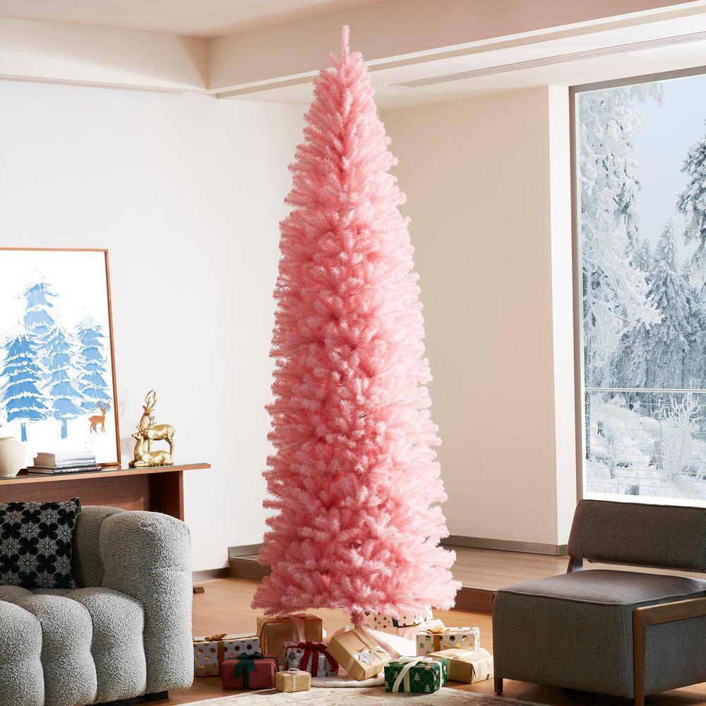 9 ft. Pink Pencil Tinsel Artificial Christmas Tree