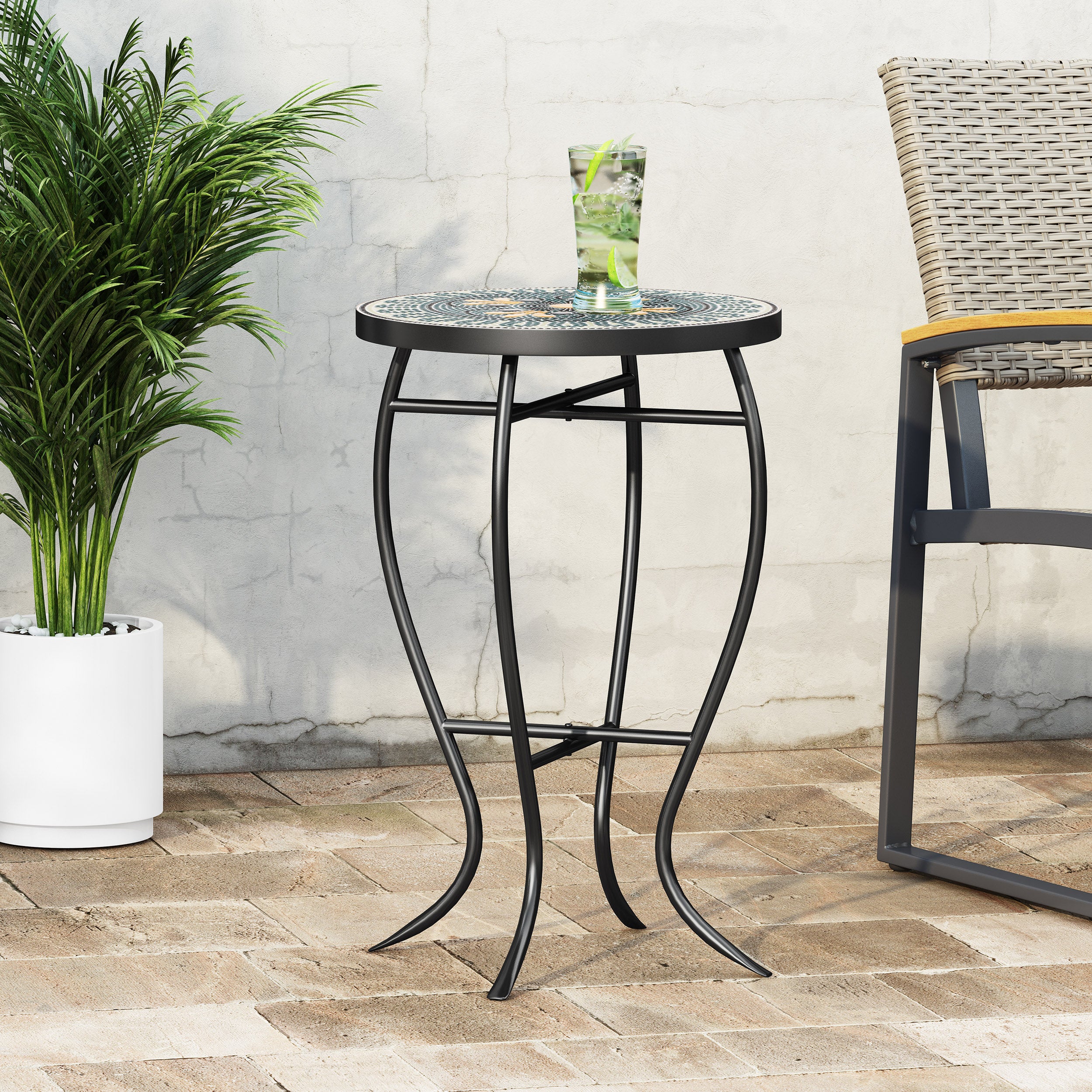 Jaki Outdoor Side Table with Tile Top