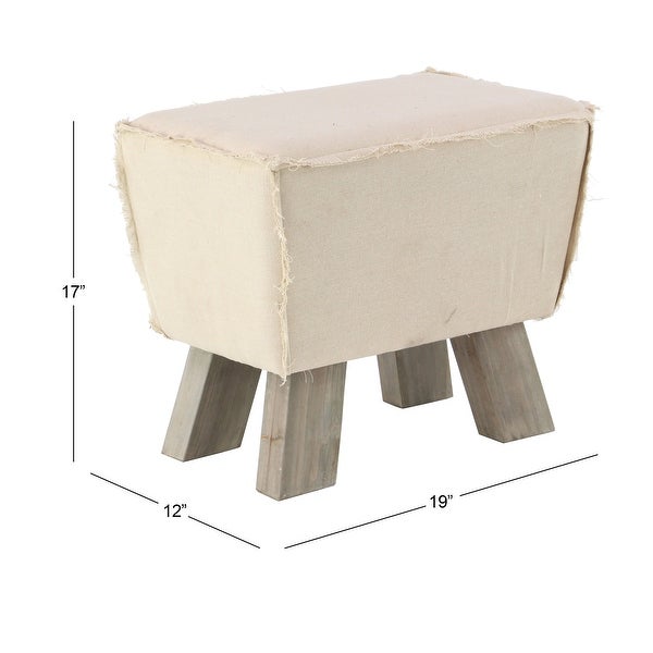 White MDF Rustic Stool 17 x 19 x 12 - 19 x 12 x 17