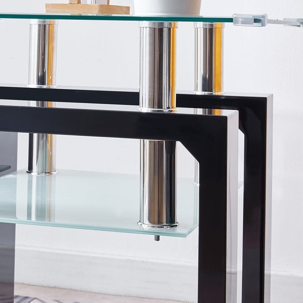 Glass Top Square Double-Layer End Table