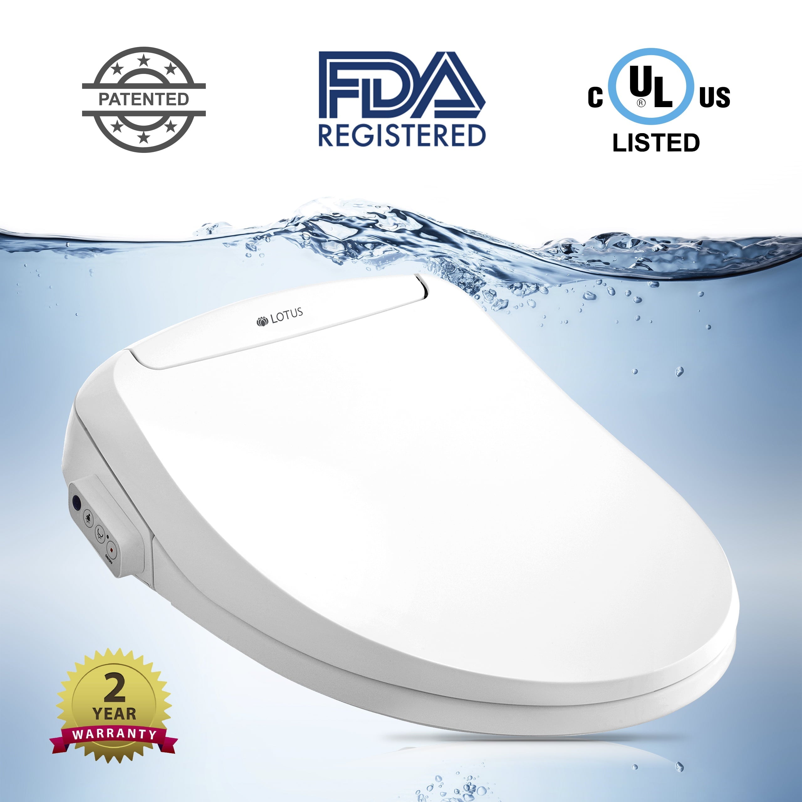 Lotus Smart Bidet ATS-500 Remote FDA Registered, Heated Seat, Temperature Controlled Wash, Warm Air Dryer