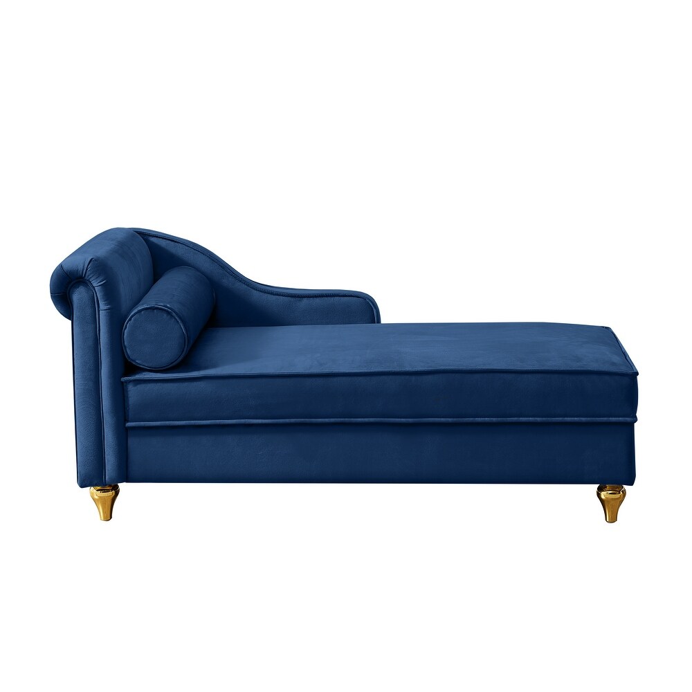 Velvet Chaise Lounges Hidden Storage Lounges Chair  Navy Blue