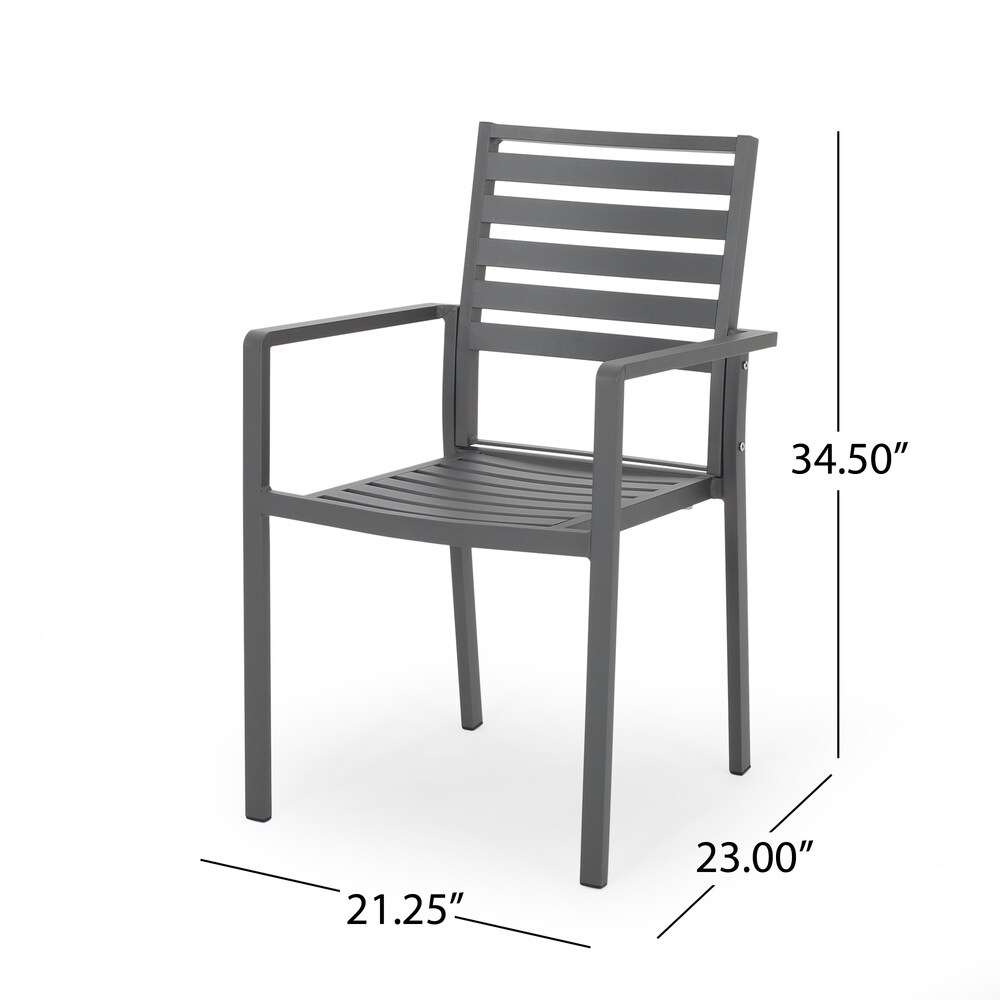 Pabara Outdoor Modern 6 Seater Aluminum Dining Set with Expandable Table by Christopher Knight Home