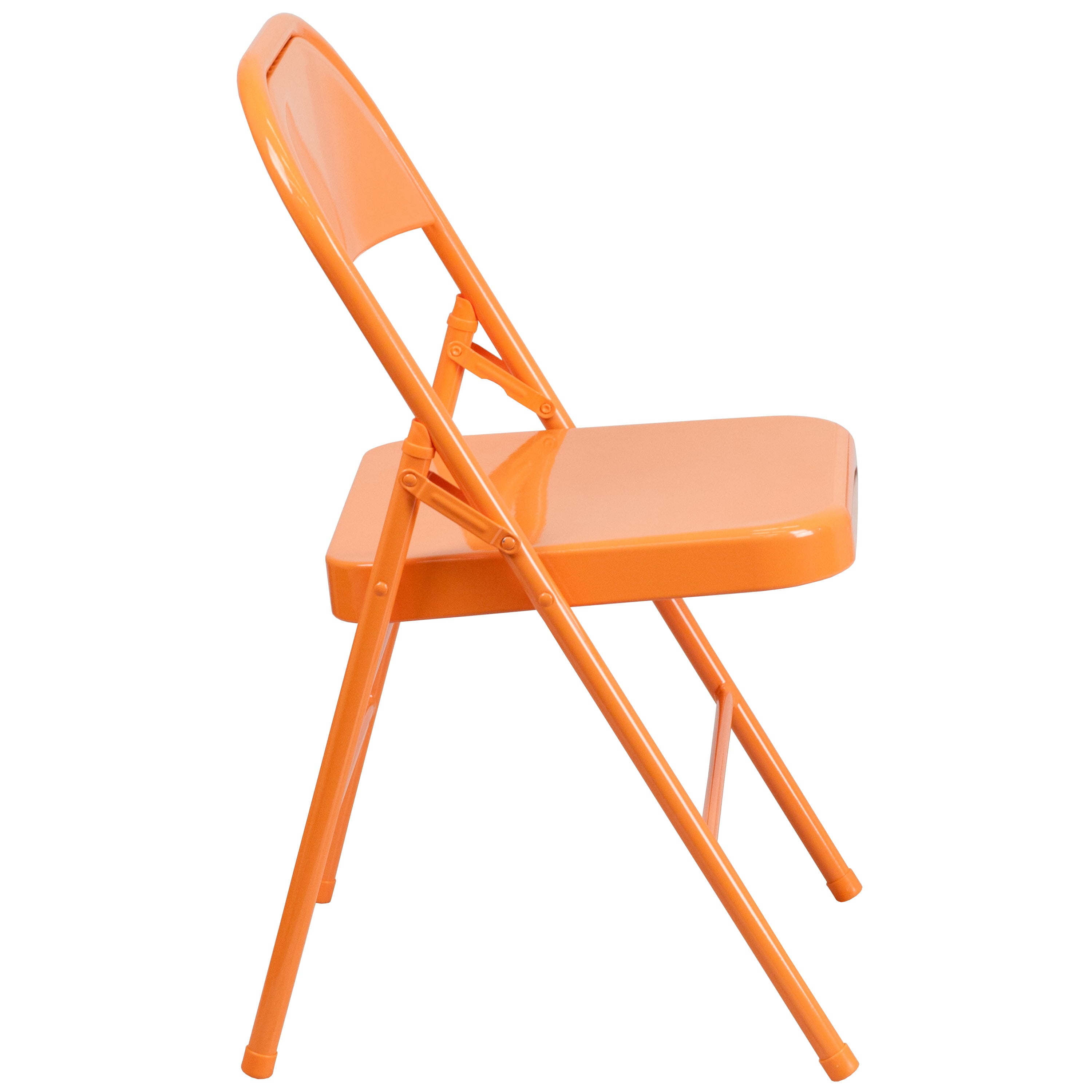 Flash Furniture 4 Pack HERCULES COLORBURST Series Orange Marmalade Triple Braced & Double Hinged Metal Folding Chair