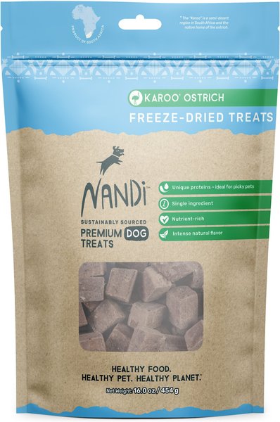 Nandi Karoo Ostrich Freeze-Dried Dog Treats， 16-oz bag