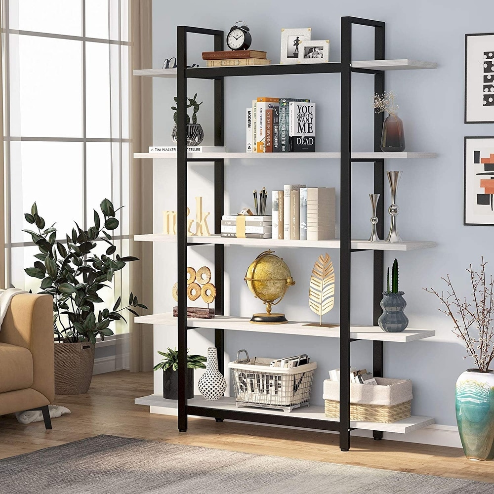 Tribesigns 5 Tier Industrial Large Open Bookcase Bookshelf