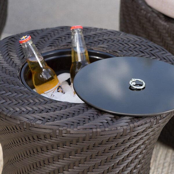 La Jolla Outdoor Wicker Accent Table with Ice Bucket by Christopher Knight Home