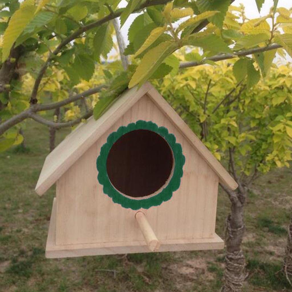 Natural Wooden Birdhouse， Small ing Birdhouse Outdoor， Garden Patio Decorative Bird House for Sparrow Hummingbird Finch Wren Swallows - Green