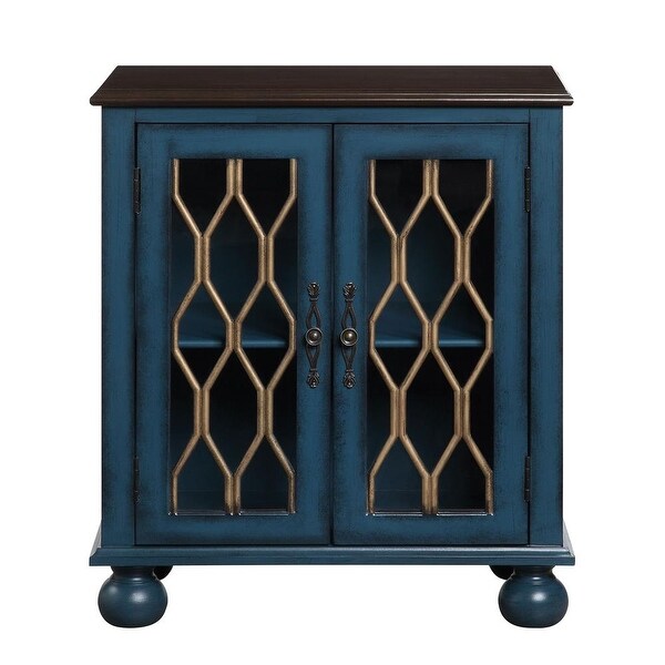 Retro Style Console Table In Antique Blue Finish