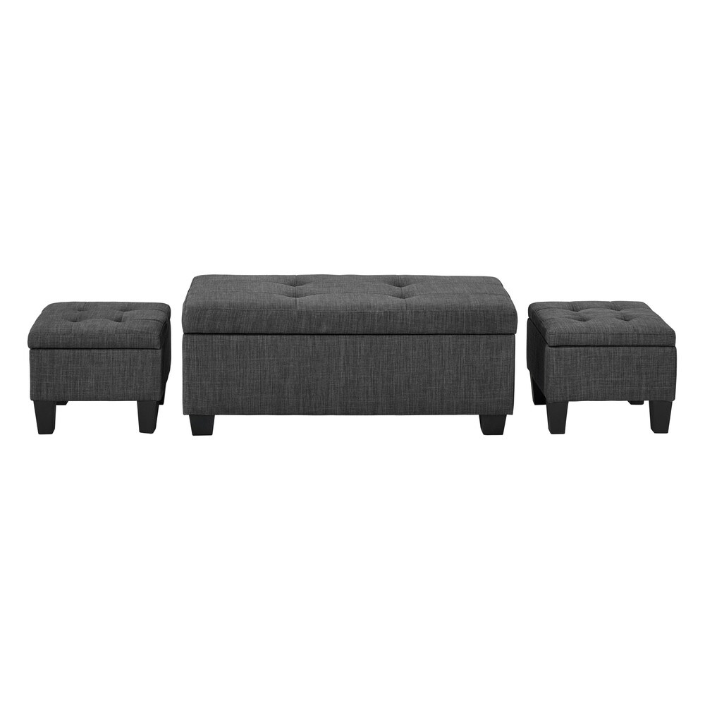 Porch   Den Harrison 3pk Storage Ottoman in Charcoal