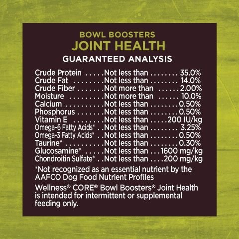 Wellness CORE Bowl Boosters Joint Health Adult Dry Dog Food Topper， 4-oz bag