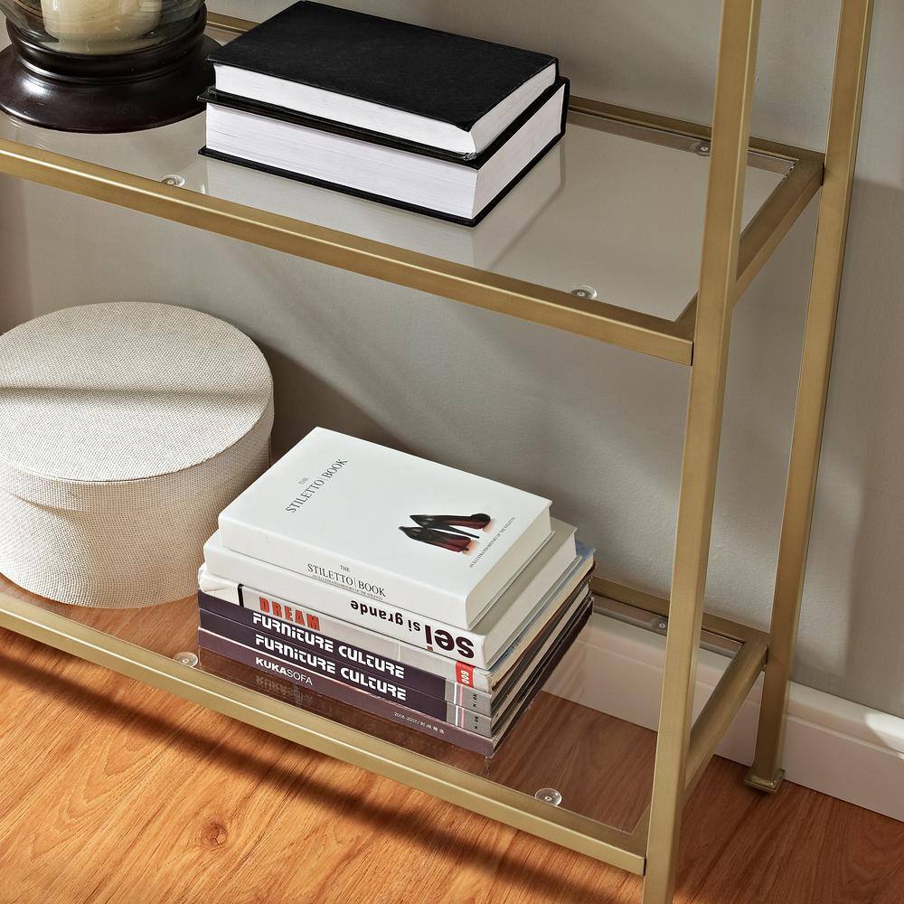 CROSLEY FURNITURE 80 in. GoldClear Metal 4-shelf Etagere Bookcase with Open Back CF6101-GL