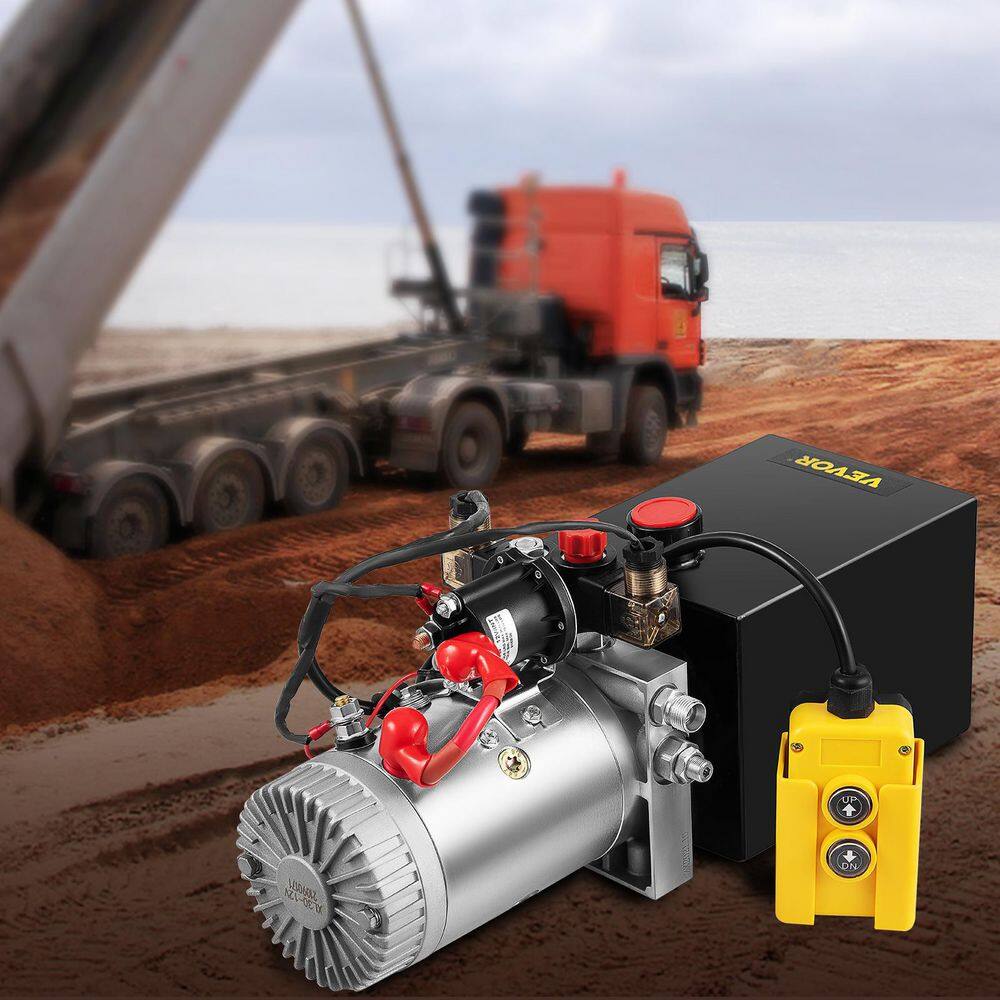 VEVOR 12-Volt DC 6 qt. Hydraulic Pump Hydraulic Power Unit Hydraulic Pump Dump Trailer Double Acting Hydraulic Pump 6LCZYYBTXSZY00001V0