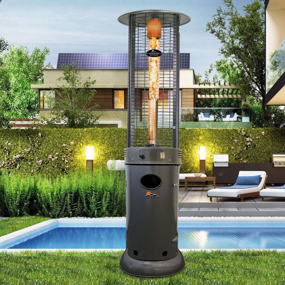 Paragon Outdoor 82.5 in. 32,000 BTU Black Vulcan Flame Tower Heater OH-BL32-7M