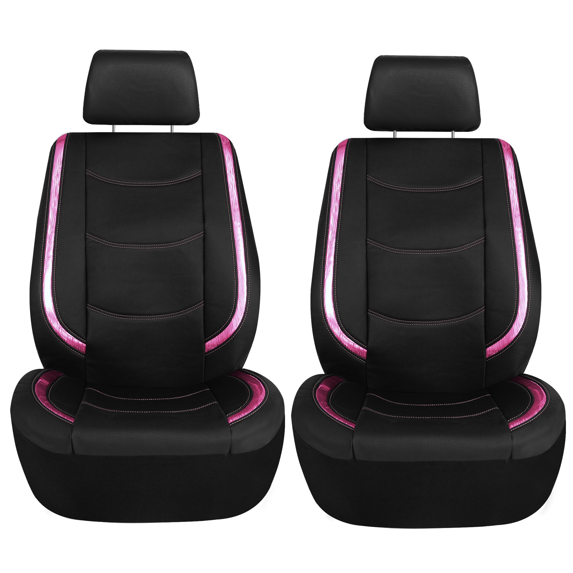 FH Group AFPU013115PINK Pink Leatherette Full Set Car Seat Cover with Air Freshener