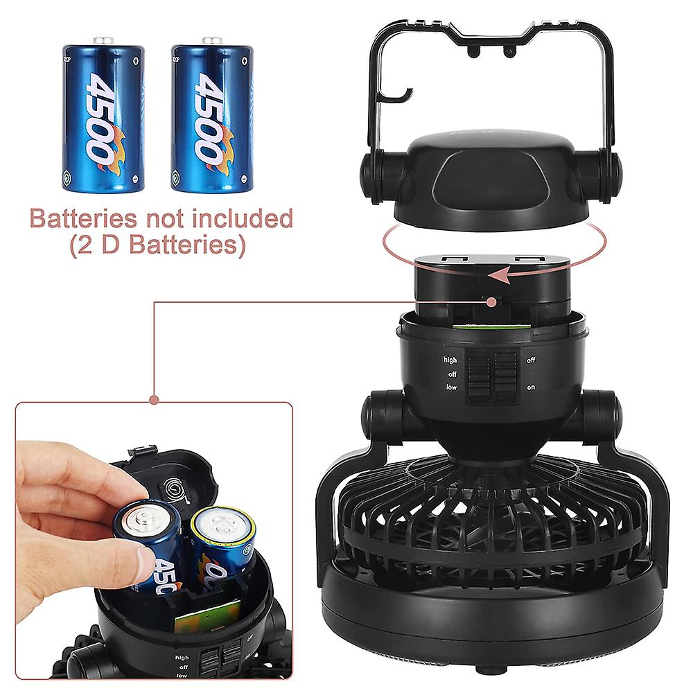 2-in-1 Portable Hanging Camping Fan With Emergency Light Led