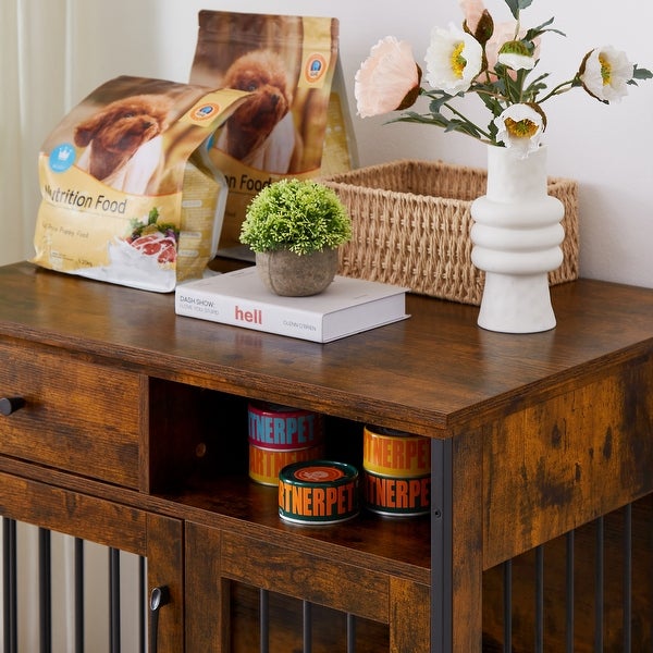 Indoor Dog Crate End Tables， Wooden Kennels with Removable Tray