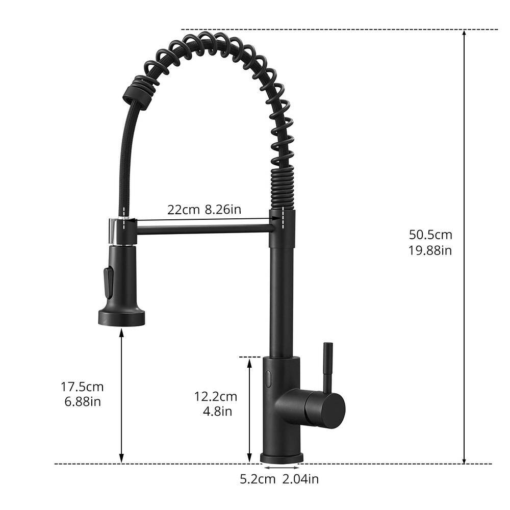 Fapully Touchless Single-Handle Pull-Down Sprayer Kitchen Faucet in Matte Black DFA-1002B