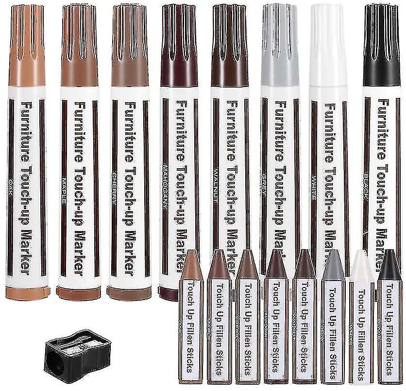 Furniture Repair Kit，wood Touch Up Pens，laminate Scratch Repair，wax Sticks For Wood Repair，furniture Markers Touch Up，set Of 17-markers And Wax Sticks