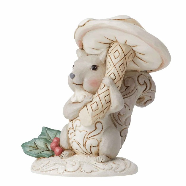 Jim Shore Woodland Squirrel With Mushroom One Figurine 4 Inches Winter Christmas Holly 6012686 Resin Multicolored