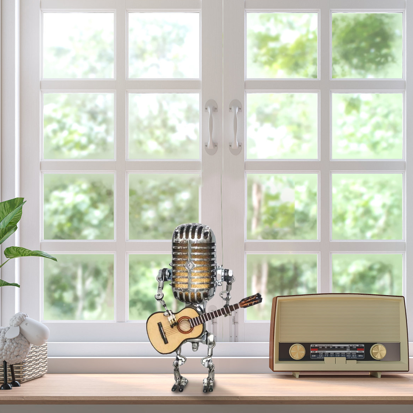 Vintage Metal Microphone Robot Desk Lamp