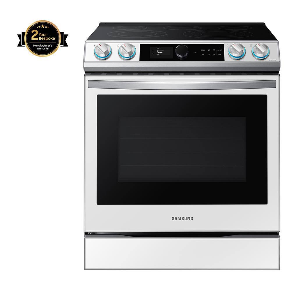  Bespoke 6.3 cu ft. 5-Element Smart Slide-In Electric Range with Self-Cleaning Convection Oven and Air Fry in White Glass NE63BB871112