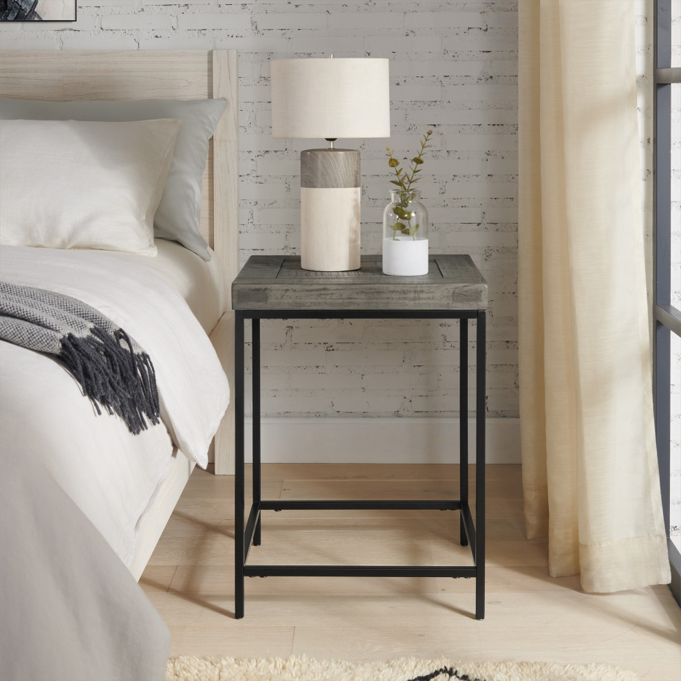 End Table   Industrial Modern Side Table with Wood Top and Metal Frame   Industrial   Side Tables And End Tables   by Trademark Global  Houzz