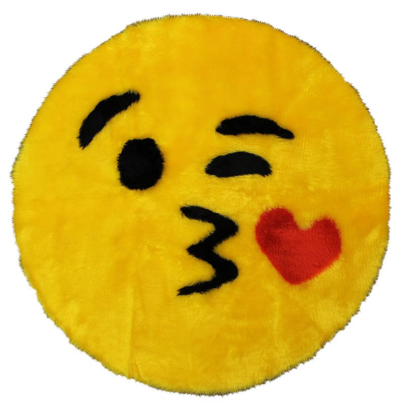 Walk on Me Emoji Faux Fur Soft and Cute Area Rug Made in France