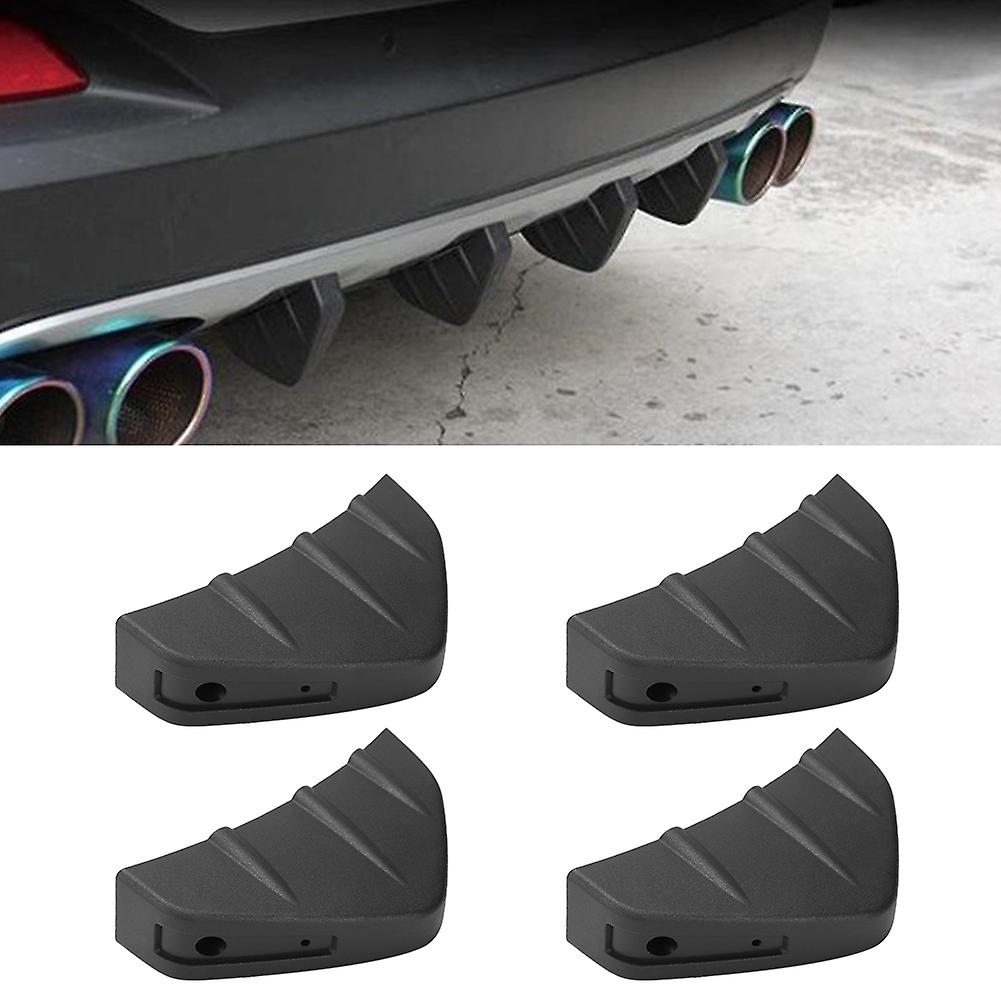 4pcs Car Rear Bumper Lip Spoiler Shark Fin Style Black Universal Parts